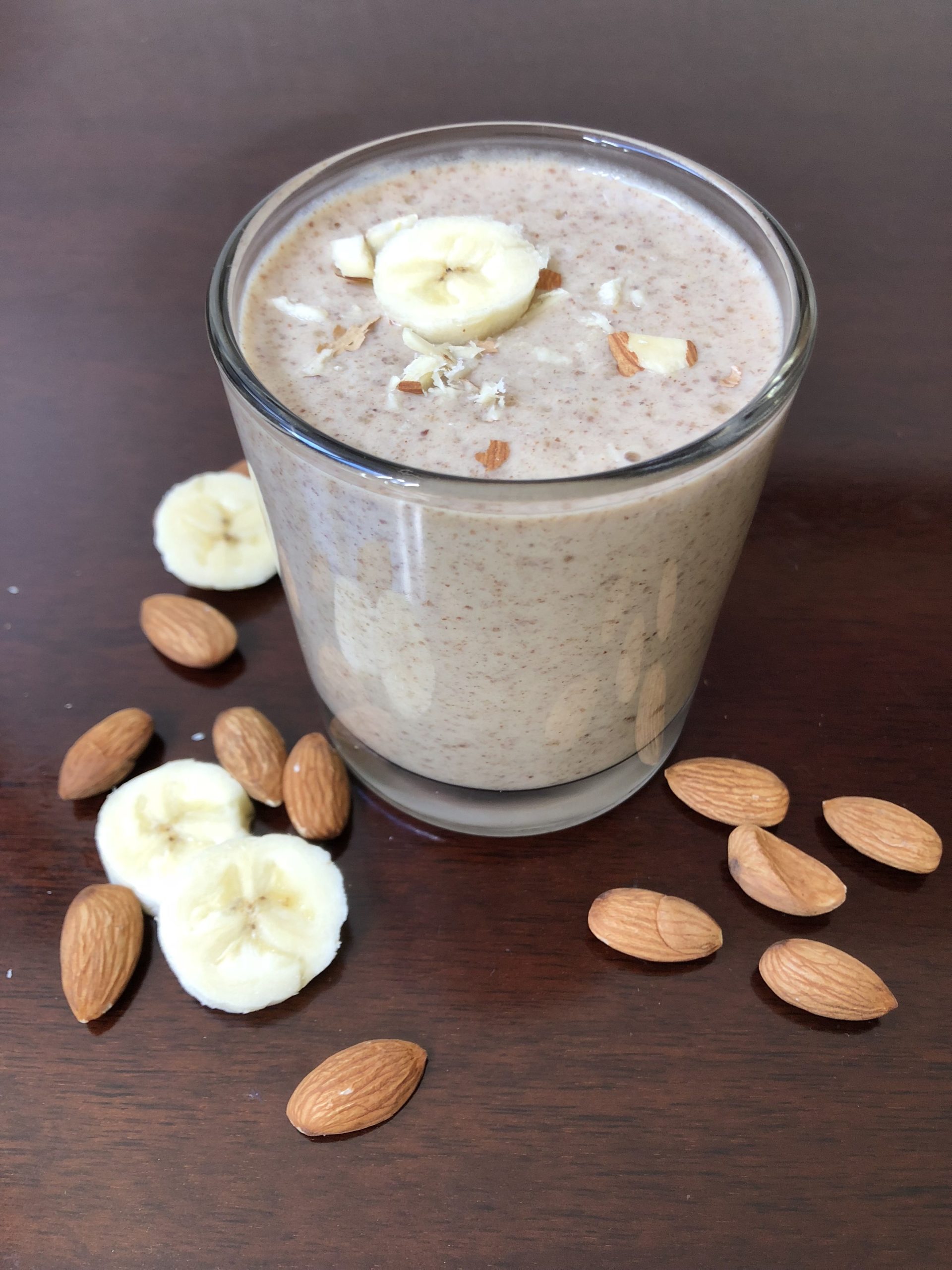banana, almond butter, smoothie, chocolate, dairy-free