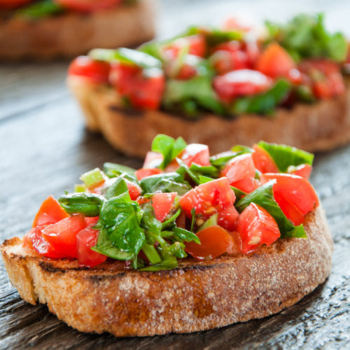 bruschetta, tomato and basil on toast