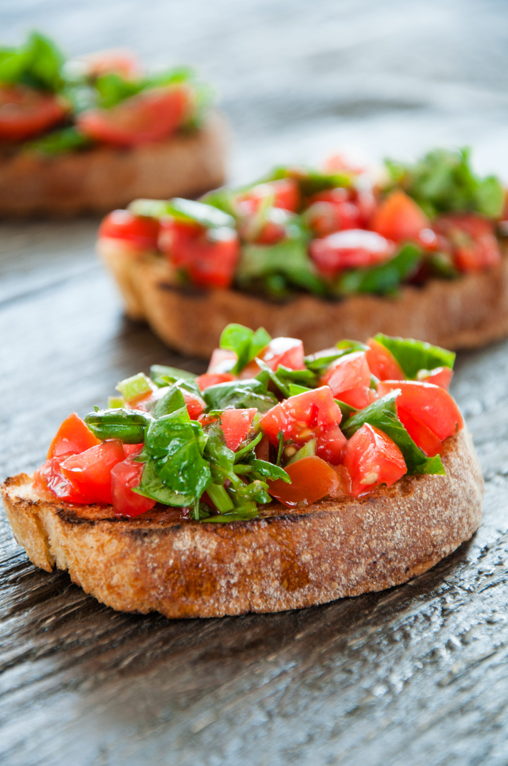 bruschetta, tomato and basil on toast